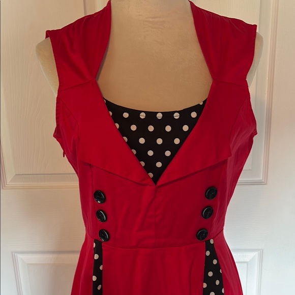Disney Bound Rockabilly Red Polka Dot Women's Dress - Picture 3 of 9